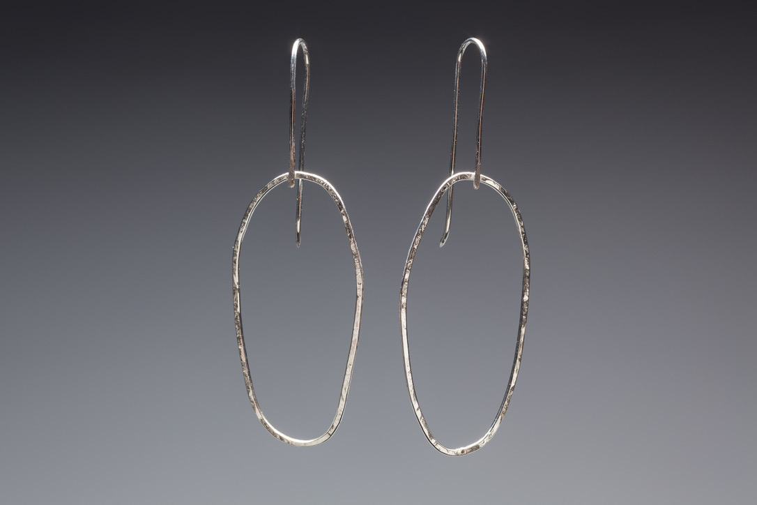 open oval silver earrings