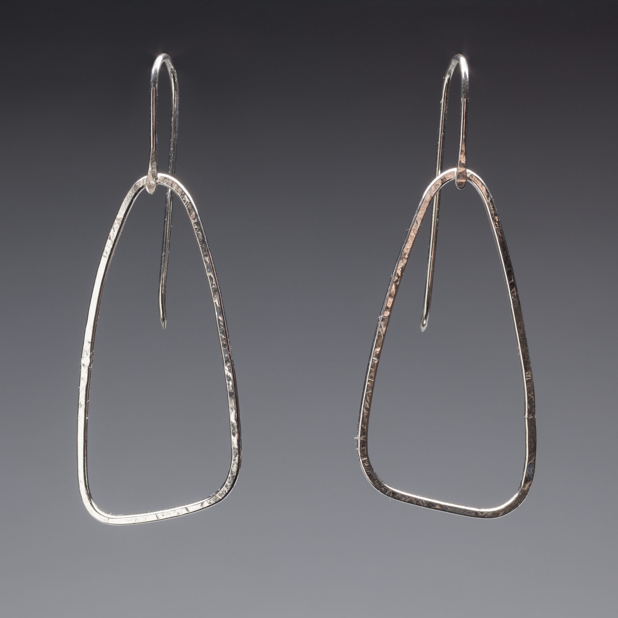 open triangle silver earrings