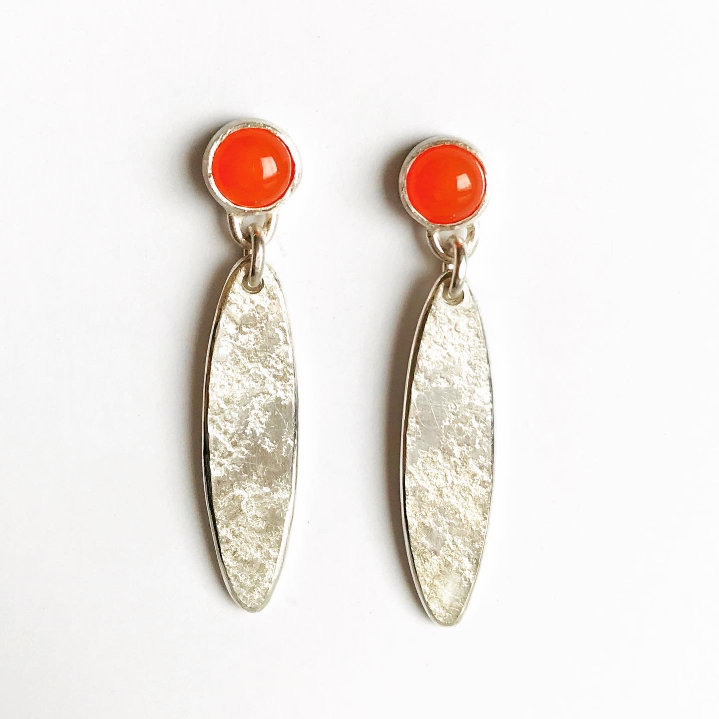 orange carnelian and silver earrings